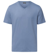 Living Shirts Jersey Cotton V-Neck T-Shirt | Dusky Aqua 75051-2586